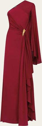 Tom Ford One-Shoulder Light Silk Evening Gown