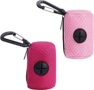 OEM Soporte Para Bolsas De Excrementos De Perro Con Cremallera Y Enganche, Ideal Para Paseos Y Senderismo, 2 Unidades En Color Rosa