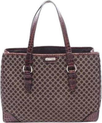 Celine Pre-owned Macadam Croco Embossed Leren Tote Bag - Dames - Vintage Handtas - Bruin - ONE Size - Leer - Vintage