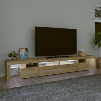 Berkfield Home TV Cabinet with LED Lights Sonoma Oak 260x36.5x40 cm in Light Brown