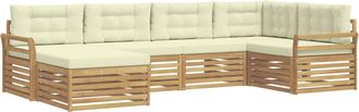 vidaXL Conjunto De Sof&aacute;s De Exterior 6 Uds. Blanco Y Crema Poli&eacute;ster Vidaxl