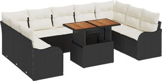 vidaXL Garden Sofa Set Manual 10 pcs Black and cream 100 x 55 x 73 cm Vidaxl