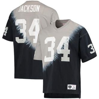 Mitchell & Ness Mens Mitchell & Ness Bo Jackson Black/Silver Las Vegas Raiders Retired Player Name & Number Diagonal Tie-Dye V-Neck T-Shirt at Nordstrom, Size Medium
