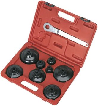 Trade Shop Trade Shop - Set 9 Pz Chiavi A Tazza Per Filtro Olio Auto Con Chiave Smontaggio Montaggio