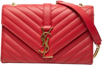 Saint Laurent Pre-owned Saint Laurent Small Chevron Calfskin Monogram Envelope Bag X43NGCOPUNGSAFZE