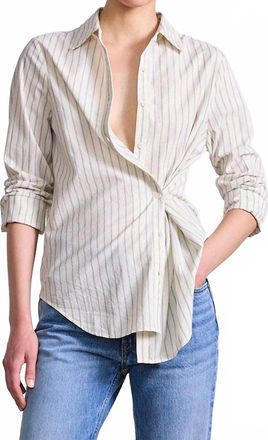 Apiece Apart Sodi Wrap Button Up In Pina Stripes Cream & Navy