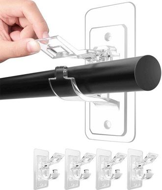 No Brand 4 - Paquete De Taladro - Soportes Para Barra De Cortina Gratis, - Soportes Para Barra Autoadhesivos - Clavo Multifuncional - Ganchos Adhesivos Para Ba