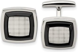 Diamond2Deal Stainless Steel Polished Black IP-plated Cufflinks
