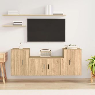vidaXL Set De Muebles Para Tv 3 Pzas Madera Contrachapada Roble Sonoma Vidaxl