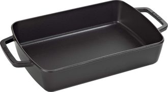 Staub 1303023 Piatto Da Forno Con Manglie, Ghisa, Nero, 3.15 L