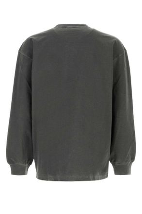 Carhartt Work in Progress Mens Dark Grey Cotton L-S Loose Pocket T-Shirt Blackgarmentdyed Exterior: Organic T-shirts And Polos