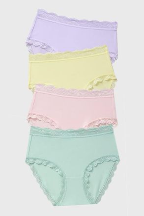 Stripe and Stare High Rise Knicker Four Pack in Petal Pastel at Nordstrom, Size X-Small Uk