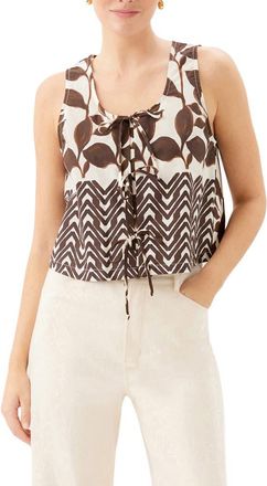 Fifteen Twenty Emery Tie Front Sleeveless Cotton Top in Print at Nordstrom, Size X-Small