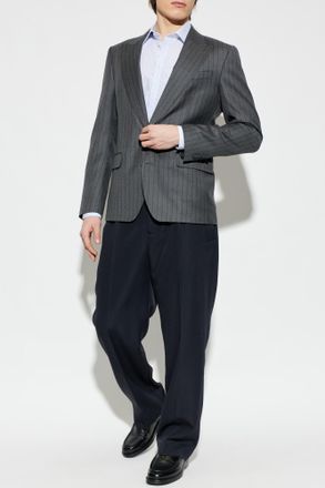 Jacquemus Wool Pleated Trousers, Mens, Navy Blue