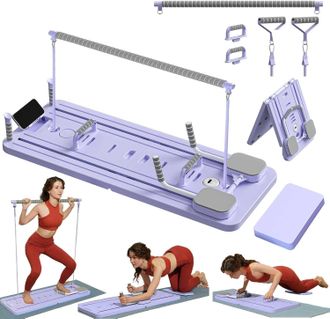 OEM Mini Kit De Pilates Reformer Con Barra De Pilates Y Bandas De Resistencia, Tabla De Pilates Multifuncional Para El Hogar, Rodillo Abdominal, Equipo De