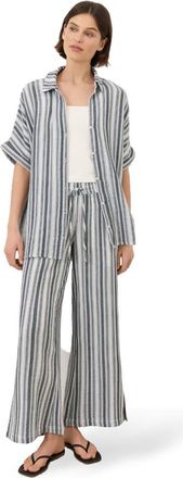 Pact Organic Cotton Coastal Double Gauze Relaxed Shirt in Coastal Stripe Navy Blue at Nordstrom, Size X-Large