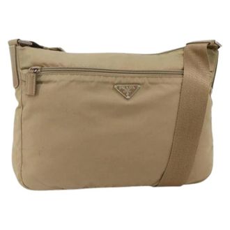 Prada Pre-owned Cross Body Bags, female, Beige, Size: ONE SIZE Pre-owned Vintage Nylon Shoulder Bag