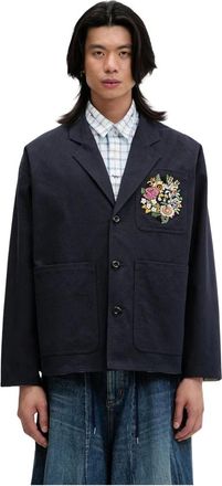 Kenzo Chaqueta tipo chore con bordado de flores - Jackets - Hombre - Azul - L