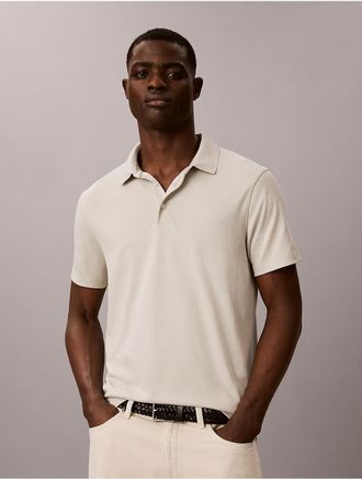 Calvin Klein Mens Supima Cotton Classic Polo Shirt - White/Natural - 2XL