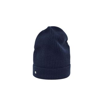 Closed Accessoires, Dames, Blauw, ONE Size, Geribbelde Beanie met Omgeslagen Rand