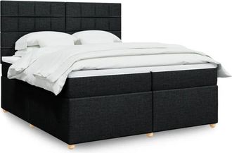 vidaXL Vidaxl - Cama Box Spring Con Colch&oacute;n Tela Negro 200x200 Cm