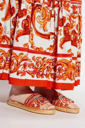 Dolce & Gabbana Flip-flops With Maiolica Pattern, Womens, Orange