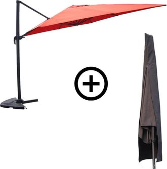 Concept Usine Conjunto de sombrilla 3x4 m con brazo lateral giratorio, color terraco