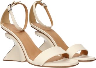 Off-white Womens Beige Leather Platform Sandals