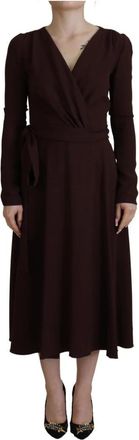 Dolce & Gabbana Bruine Wickeljurk met Lange Mouwen - Dames - Casual kleedjes - Bruin - S - Kleedjes