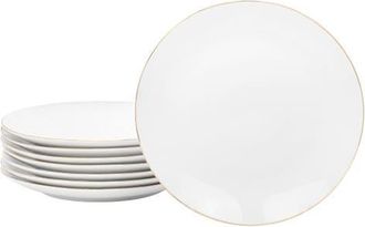 Gibson Home Ogalla 8 Piece 7.5 Inch Gold Banded Fine Ceramic Dessert Plate Set at Nordstrom