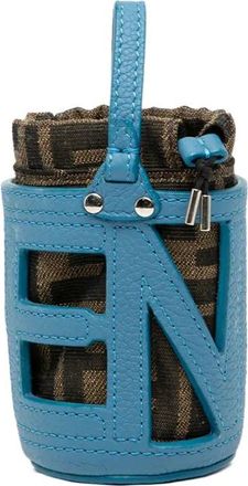 Fendi Portachiavi Step Out in tela e pelle con motivo Zucca 2000-2025 - Blu