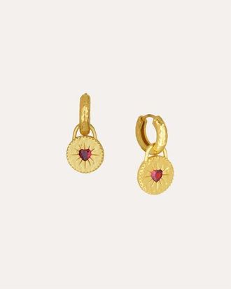 Ottoman Hands Garnet Heart Huggie Earrings in Gold at Nordstrom