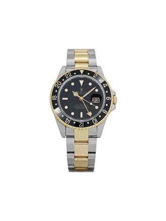 Rolex 1997 pre-owned GMT-Master II 40mm - unisex - Yellow Gold/stainless steel - One Size - Black
