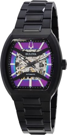 Bulova Maquina Automatic Rainbow Semi-Skeleton Dial Mens Watch 98A320