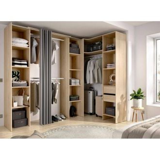 Dmora Dmora - Gran Armario Dindo, Muebles De Dormitorio, Vestidor, Armario De Ropa, 234x141 H205 Cm, Roble