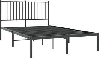 vidaXL Metal Bed Frame without Mattress with Headboard Black 120x200cm vidaXL