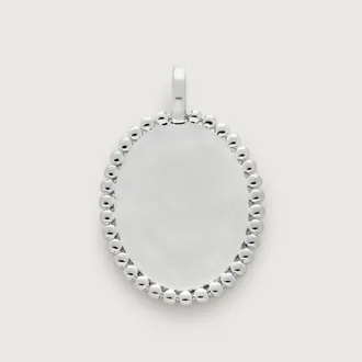 Monica Vinader Sterling Silver Deia Beaded Oval Pendant Charm