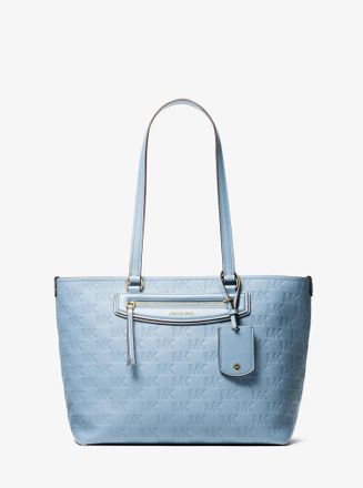 Michael Kors Jet Set Travel Medium Logo Embossed Leather Tote Bag