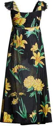 Farm Rio ALICE FLOWERS BLACK MAXI DRESS
