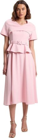Karen Millen Belted Midi Dress in Light Pink at Nordstrom, Size 12