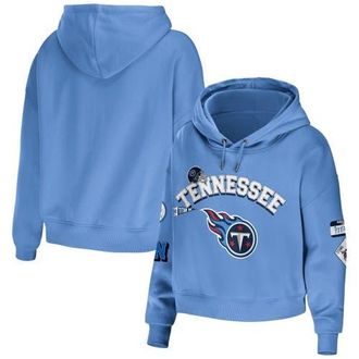 WEAR by Erin Andrews Womens WEAR by Erin Andrews Light Blue Tennessee Titans Modest Cropped Pullover Hoodie at Nordstrom, Size Xx-Large