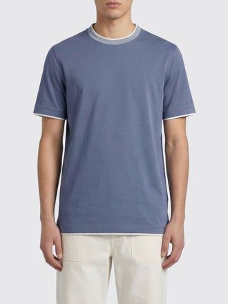 Brunello Cucinelli T-shirt a girocollo con contrasti in cotone Brunello Cucinelli
