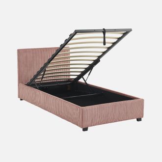 Sweeek Cama Con Somier Abatible Y Cabecero 90x190cm, Acabado En Pana Fina