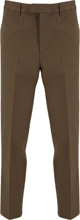 Emporio Armani Brown Pressed-Crease Cotton Straight-Leg Pants