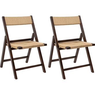 Jonathan Y Designs Kiawah Coastal Modern Woven Seagrass Teak Wood Folding Chair in Dark Brown at Nordstrom