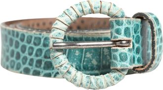 Scervino Street Women Leather Croco Print Studded Womens Belt (Pre-Owned)