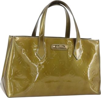 Louis Vuitton Wilshire Handbag Monogram Vernis Khaki Patent_Leather Handbag (Pre-Owned)
