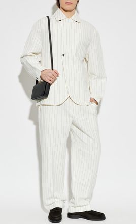 Jacquemus Pinstripe Pattern Blazer, Mens, Cream