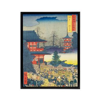 Artery8 Asakusa Fair Edo Province Framed Canvas Japanese Wall Art Print in Blue | Size: W24 x H32