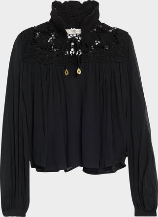 Sea New York Daphne Long-Sleeve Lace Top